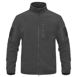 Veste tactique en polaire pour homme, bleu marine, col montant, poches zippées, manches longues, respirante, hiver - Product Image 2