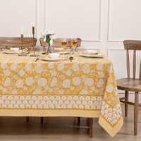 Nappe en coton faite à la main à imprimé floral, couvre-table de salle à manger, écologique, lavable, durable, décoration de cuisine, taille personnalisable