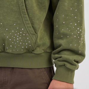 Sudadera con Capucha para Hombre, Estilo Rhinestone, 100% Algodón, Sólida, Invernal, Oversize, de Alto Gramaje, Casual, Estilo Urbano - Product Image 5