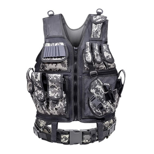 Gilet tactique utilitaire réglable pour le rangement d'équipement extérieur avec ceinture détachable et triple pochette pour chargeurs - Product Image 3