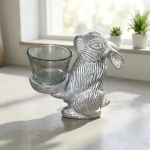 Handmade Resin Rabbit Figurine Candle Holder Tabletop Decor Rustic Animal Sculpture for <b>Easter</b> Living Room <b>Ornament</b> - Product Image 4