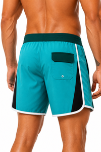 Custom Teal Green Men’s <b>Surf</b> Board Shorts Quick Dry Swim Trunks Sublimation Printed Beach Water Sports Shorts OEM ODM Supplier - Product Image 4