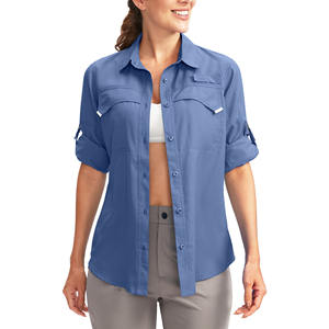 Camisetas de pesca transpirables para mujer, tela de poliéster y spandex, ropa para exteriores, camisetas de pesca con impresión personalizada para mujer - Product Image 1