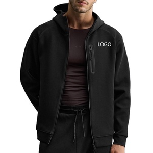 Sweat à capuche pour homme à manches longues avec logo personnalisé, vêtement décontracté, couleur unie avec fermeture éclair, tissu respirant de haute qualité avec capuche - Product Image 1