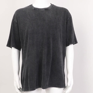 T-shirts en gros de haute qualité délavés à l'acide pour hommes, style streetwear hip-hop, coupe classique, col rond - Product Image 1
