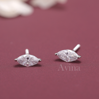 Pendientes de Diamante Cultivado en Laboratorio con Certificación IGI, Corte Marquesa, Oro Blanco/Amarillo/Rosa de 14K, Cierre de Rosca, Pendientes Solitarios de Diamante