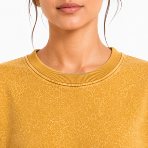 Sudadera de cuello redondo para mujer con lavado ácido, estilo vintage, oversize, de forro polar liso, fabricante de ropa al por mayor OEM ODM, MOQ bajo - Product Image 3