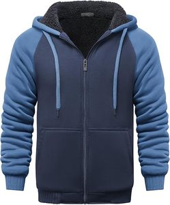 Sweat-shirt à capuche bleu marine avec bordure contrastée en polyester, vêtement décontracté pour adultes, utilisation promotionnelle hiver - Product Image 1