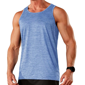 Camiseta sin Mangas para Hombre, Color Azul Claro, Cuello Redondo, Tejido de Punto, Color Sólido, Ecológica, Transpirable, Estilo Vintage, Secado Rápido, Informal, para Entrenamiento - Product Image 1