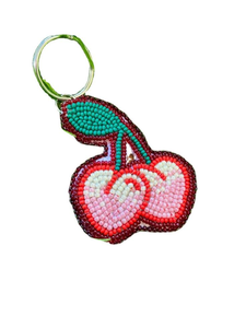 Porte-clés/Anneau porte-clés léger et durable, brodé à la main avec des perles de rocaille, motif floral coloré, fabriqué en Inde - Product Image 3