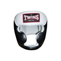 Casque de boxe professionnel Twins, protection intégrale du visage en cuir PU blanc, 7 aérations, fermeture auto-agrippante, casque de sport unisexe