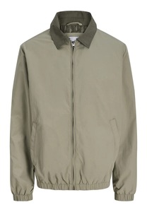 Men's Olive Green Bomber <b>Jacket</b> Solid Color Zipper Closure Turn-down Collar Casual Windproof Polyester Autumn Wear - Product Image 3