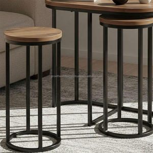 Juego de Mesas Auxiliares Modernas de Madera Maciza |   Mesas Auxiliares Redondas Estilo Shaker |   Mesa Auxiliar Minimalista para Sala de Estar - Product Image 4