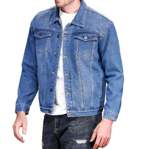 Men's Denim <b>Jacket</b> Blue Washed Cotton Casual Turn-down Collar Regular Sleeve Autumn Style - Product Image 5