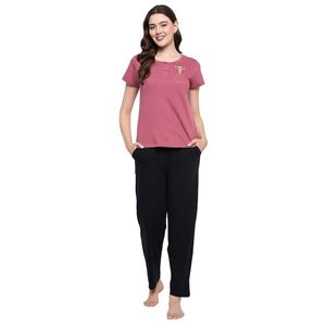 Women’s Breathable Cotton Pajama Set Printed Round Neck Half Sleeve Top with <b>Pyjama</b> Bottom - Product Image 1
