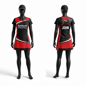 Robe de netball personnalisée sublimée, couleur marron, sans manches, uniforme d'équipe, polyester respirant, pour femmes et filles, tenue de compétition de club, OEM - Product Image 6