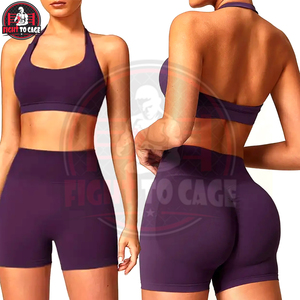 Sujetador deportivo sin costuras de primera calidad para mujer, de secado rápido, elástico, con cuello halter, estilo simple, para fitness. - Product Image 5