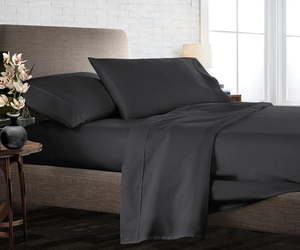 Drap de lit King Size 200 TC gris foncé anti-allergique 100% coton pour la maison, l'hôpital et l'hôtellerie, disponible à un prix compétitif - Product Image 1