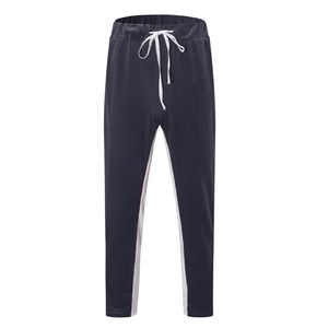 Pantalon de jogging unisexe bleu foncé à cordon de serrage, couleur unie, décontracté, longueur intégrale, en polyester, pour l'automne - Product Image 5