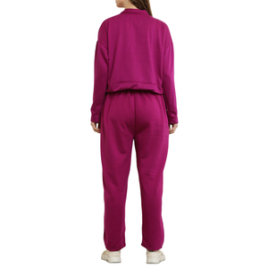 Conjunto Deportivo Corto para Mujer al por Mayor, Sudadera Corta con Hombros Caídos y Estampado Personalizado de Manga Larga y Pantalones para Invierno - Product Image 2