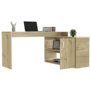 Scrivania per computer da ufficio a forma di L Dallas con armadietto a porta singola e due ripiani - Product Image 5