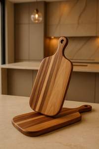 Planche à découper en bois massif de noyer noir japonais de haute qualité avec plateau, épaisseur 2 cm, compatible lave-vaisselle, pour steak, pizza, pain - Product Image 3