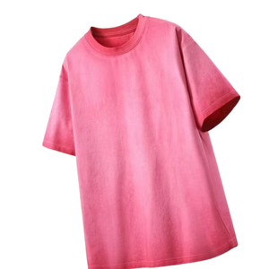 เสื้อยืดทรงหลวม ระบายอากาศได้ดี ราคาถูก ผ้าหนา ซักแล้ว ทรงดรอปโชว์เดอร์ สำหรับผู้หญิงและผู้ชาย ขายส่ง ลายสโตนวอช/แอซิดวอช - Product Image 1