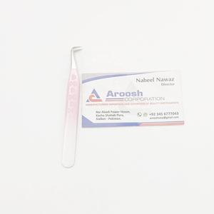 Pinzas de doble tono de punta de 90 grados al por mayor, pinzas de extensión de pestañas de corazón de acero inoxidable sostenibles, logotipo personalizado - Product Image 4