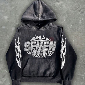 Ensemble de survêtement d'hiver personnalisé : sweat à capuche imprimé et pantalon évasé à double taille, style streetwear oversize et ample - Product Image 2