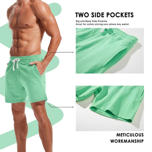 กางเกงขาสั้นเทอร์รี่ลำลองสไตล์สปอร์ตสำหรับผู้ชาย แห้งเร็ว เอวยางยืดสูง ระบายอากาศดี มีกระเป๋าเก็บของ ทรงหลวมใส่สบาย เหมาะสำหรับเล่นโยคะ - Product Image 5