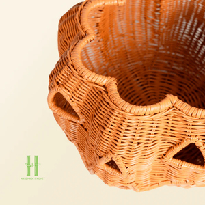 Panier en rotin naturel fait main en forme de citrouille, le plus vendu, pour décoration d'Halloween, idéal pour la vente au détail et les expositions événementielles - Product Image 5