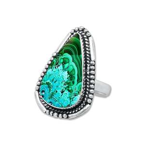 Unique Fashion Style Perfect Unisex <b>Rings</b> Natural Multi Cut Azurite Malachite Bezel Setting <b>925</b> Sterling <b>Silver</b> Gemstone Jewelry - Product Image 3