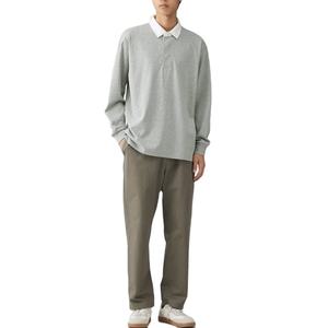 Polo pour homme personnalisé 100% coton respirant, sport, ample, lourd, manches longues, uni, tricoté, anti-boulochage, boutonnière, ODM/OEM - Product Image 5