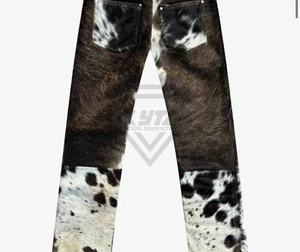 Pantalones de cuero genuino con pelo de vaca para hombre, estilo occidental de lujo, corte ajustado, hechos a mano, fabricante de pantalones de piel de vaca auténtica. - Product Image 2