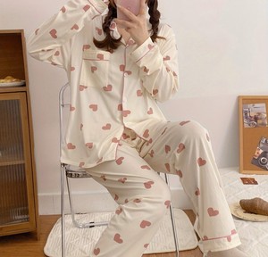 Women's Striped Pajama Set Drawstring Closure Cotton Sleepwear Full Length Pants Soft Breathable Eco-Friendly Casual Spring Wear - Product Image 3