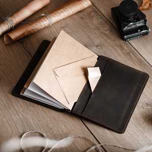 Eco Friendly Genuine <b>Leather</b> Luxury <b>A5</b> <b>Notebook</b> <b>Cover</b> Case with Smell Proof Protection Refillable for Office & Travel LNBC-0063 - Product Image 4