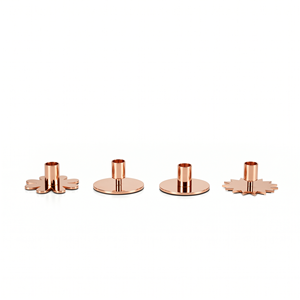 Ensemble de 6 bougeoirs en cuivre lisse pour bougies coniques, décoration d'intérieur, design métallique durable - Product Image 4