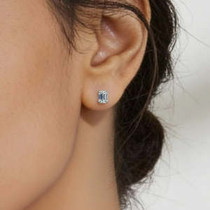 2 Carat <b>Emerald</b> Cut Moissanite <b>Stud</b> Earrings Hidden Halo Solitaire Jewelry 4TCW Colorless VVS Luxury Wedding Bridal Gift Women - Product Image 1