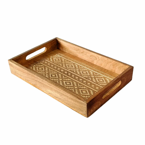 Wood Handmade Serving Tray with Handle for Home Decor-Modern <b>Square</b> Design Customizable Size Logo for Ramadan Wedding Occasions - Product Image 6
