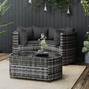 Ensemble de 4 chaises longues de patio en rotin PE gris avec pieds réglables moyens, ensembles de jardin - Product Image 1