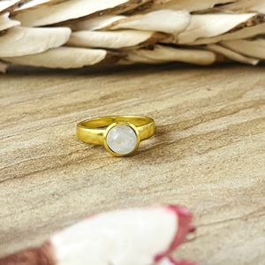 High Demand Boho Moonstone <b>Ring</b> Minimalist Brass Jewelry <b>Ring</b> for Women 18k Gold Plated <b>Dainty</b> Band <b>Ring</b> for Wholesale/OEM/ODM - Product Image 1