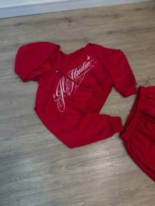 Top Selling Fleece <b>Tracksuit</b> Women Cropped Zip Hoodie And Toggle Hem Sweatpants Heavyweight <b>Y2K</b> Streetwear Set - Product Image 2