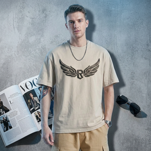 เสื้อยืดโอเวอร์ไซส์ผู้ชาย ผ้าฝ้าย พิมพ์ลาย Peace Mountain แขนสั้น คอกลม ดีไซน์ระบายอากาศ โลโก้ด้านหน้า - Product Image 5