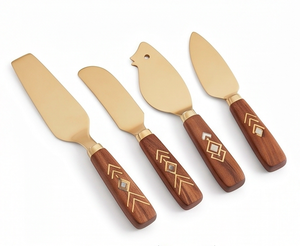 Wooden Handle Stainless Steel <b>Cheese</b> <b>Knife</b> <b>Set</b> Of 3 Eco-Friendly Dishwasher Safe For Restaurants Hotels And Resorts Use - Product Image 1