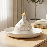 Lanterne marocaine islamique tendance en métal, porte-bougie décoratif à motif mosquée, résistant à la chaleur, pour bougies chauffe-plat, compatible micro-ondes
