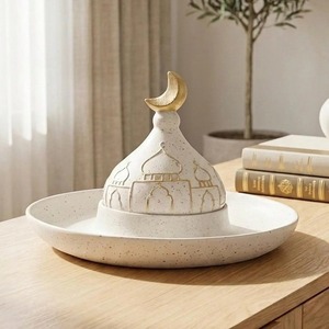 Portavelas Metálico Islámico Marroquí de Moda con Patrón de Mezquita, Decorativo para Ramadán, Resistente al Calor, Apto para Microondas - Product Image 1