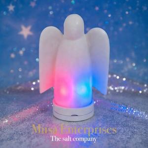 Lámpara de Sal Rosa del Himalaya Natural, Pieza Decorativa de Ángel Tallada a Mano, Luz Nocturna, Energía Curativa, Regalo para el Hogar, Purificador de Aire Portátil - Product Image 2