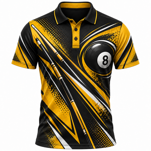 Men's Black <b>Gothic</b> Skull Billiard Polo <b>Shirt</b> Digital Printed Quick Dry Short Sleeve Woven Polyester - Product Image 4