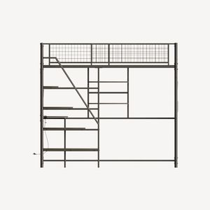 Full-Size Loft Metal <b>Bed</b> with <b>LED</b> Lighting and Charging Station for Bedroom and Dormitory Black Color - Product Image 5
