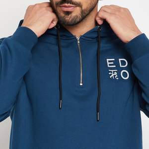 Ensemble de survêtement bleu à capuche pour homme, coupe droite, couleur unie, avec poches latérales, style décontracté, pour l'automne - Product Image 6